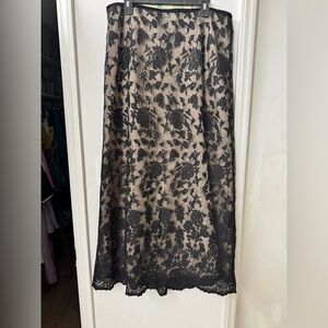 Talbots Womens Beige Black Lace Overlay Pencil MAXI Length Skirt NWT Formal 16